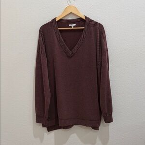 Burgundy oversized V-Neck Sweater
